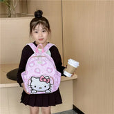 Anime Cartoon Kuromi & Hello Kitty Backpack - Kawaii Canvas Schoolbag - Himpall